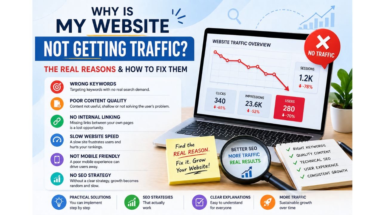 website not getting traffic reasons and SEO fixes explained