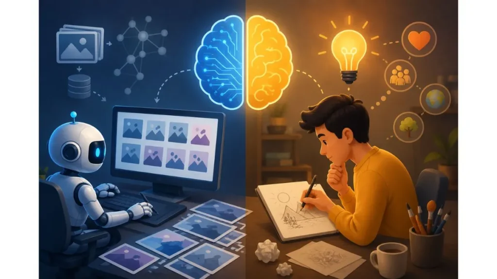 AI and human creativity comparison