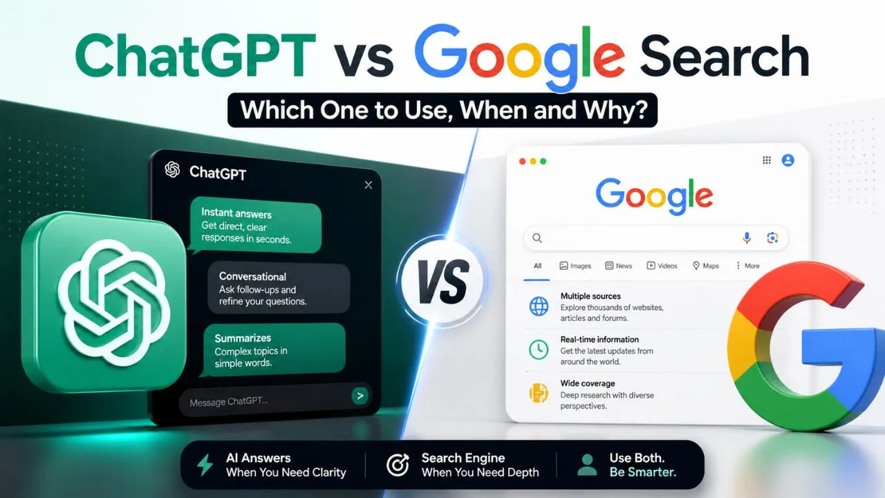 ChatGPT vs Google Search comparison illustration