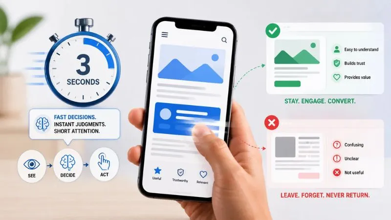 mobile users quickly judging websites illustration