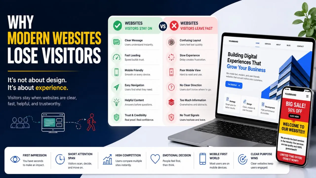 modern websites losing visitor attention illustration