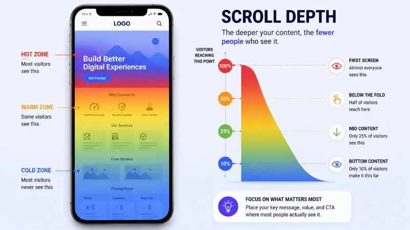 website scroll depth and visitor attention illustration
