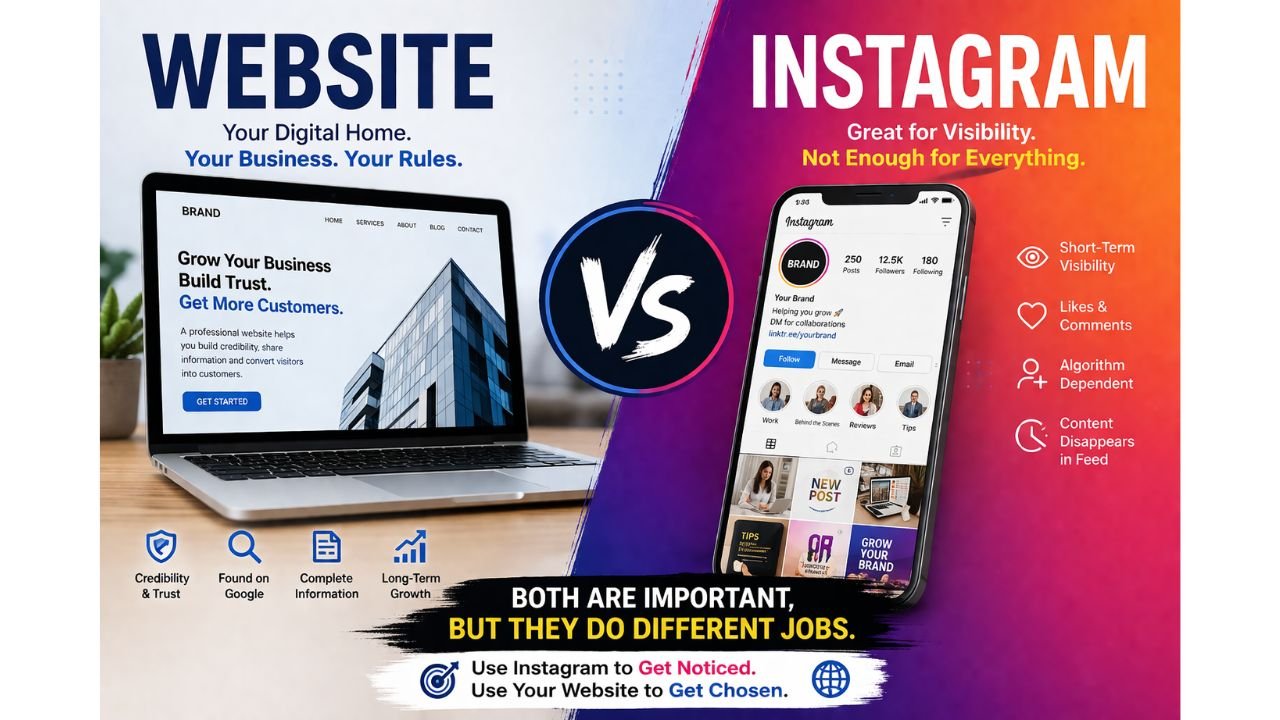 website vs instagram for business comparison
