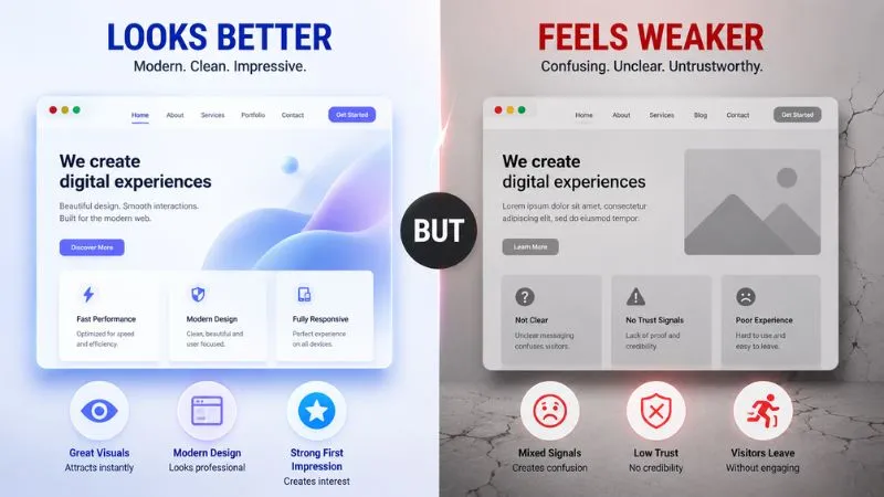 modern websites looking good but losing engagement illustration